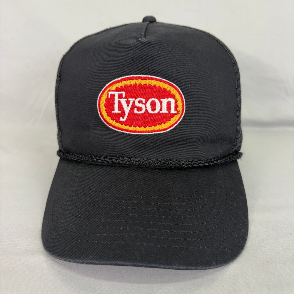 Cobra Tyson Foods Trucker Hat Mens OSFA Black Mesh Snapback Rope Cap